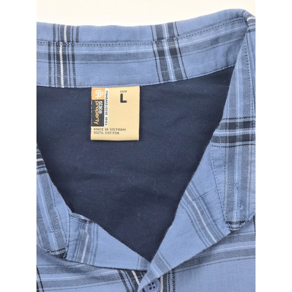 State Property Plaid Button Down Shirt Men's Large Blue Black Long Sleeve Casual - Picture 5 of 5